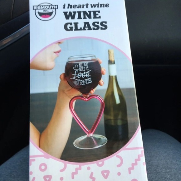 big mouth inc Accessories - I Heart Wine Glass 16oz NWT Wine Glass With  Heart